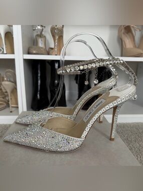 NEW Jimmy Choo Saeda Crystal Heels 39.5